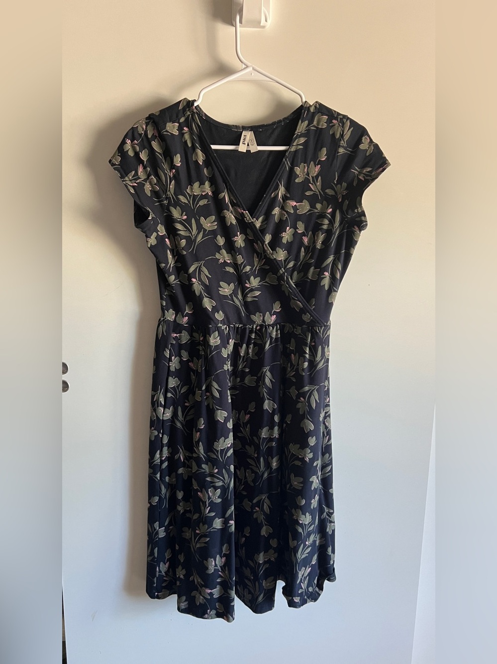 Pact Blue Floral Wrap Midi Dress